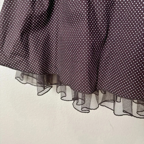 VINTAGE Speechless Party Dress Brown Polka Dots with Sash Tulle   - size small - Picture 3 of 12